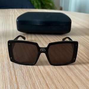 Balenciaga Black Rectangular Sunglasses